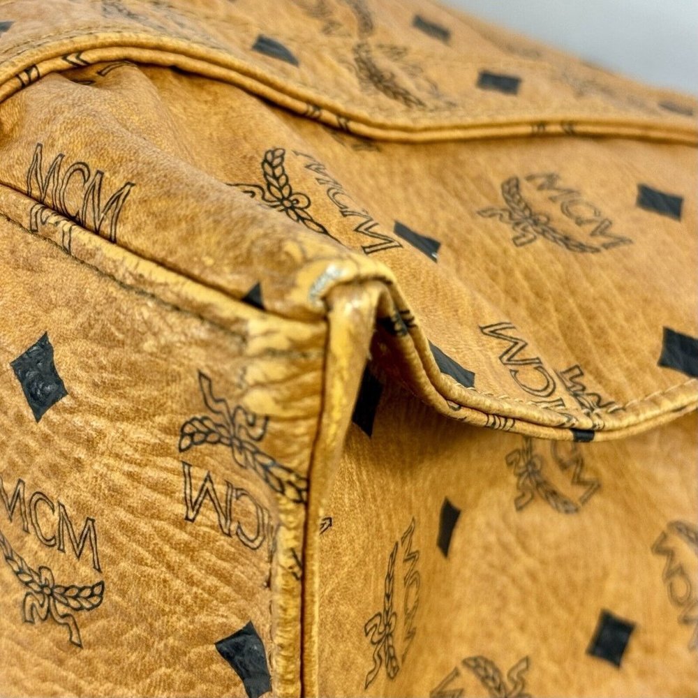 MCM Logo Pattern Visitos Shoulder Bag Tote Authentic Excellent Clean Condition - Picture 8 of 16